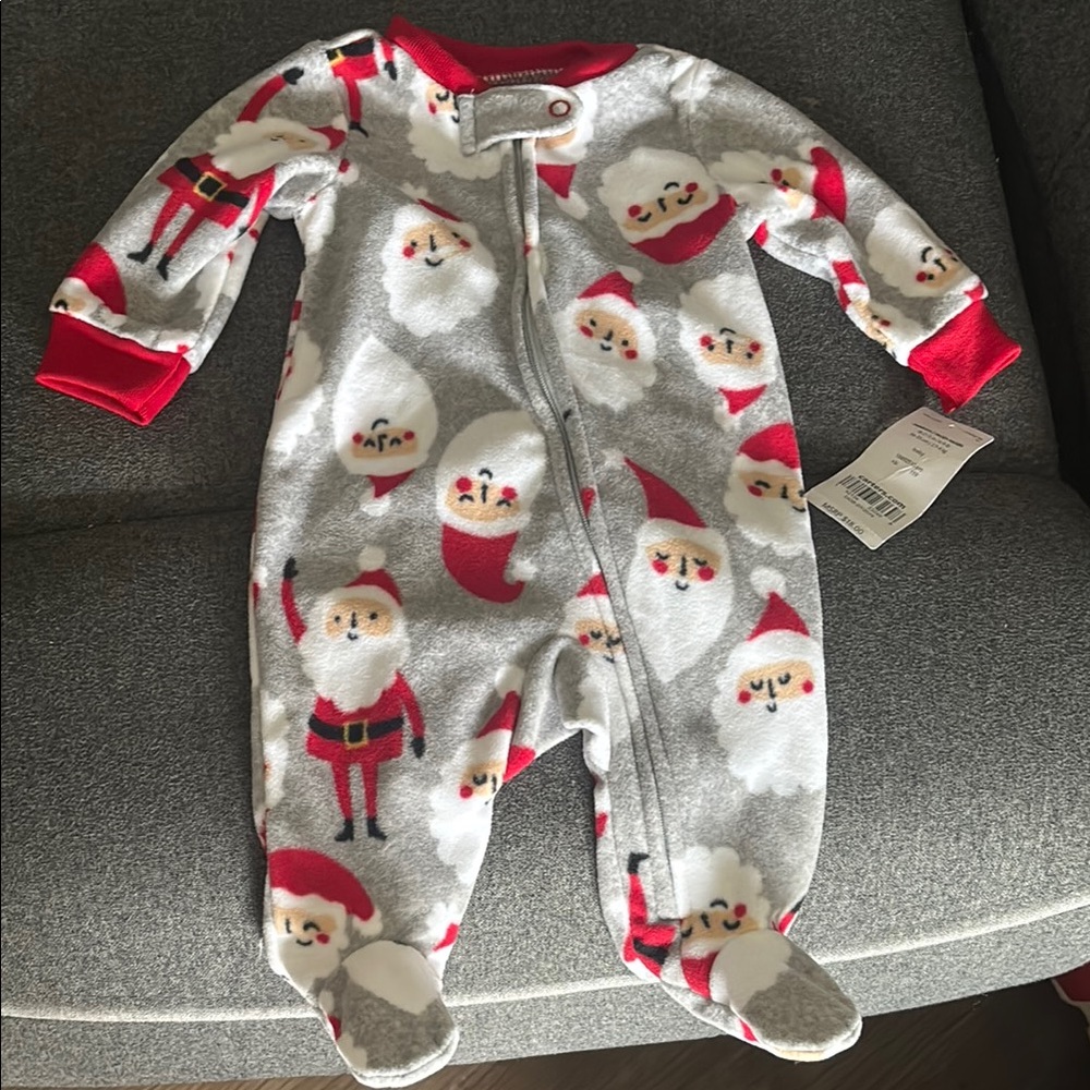 Carters Santa Claus Gray and Red One Piece